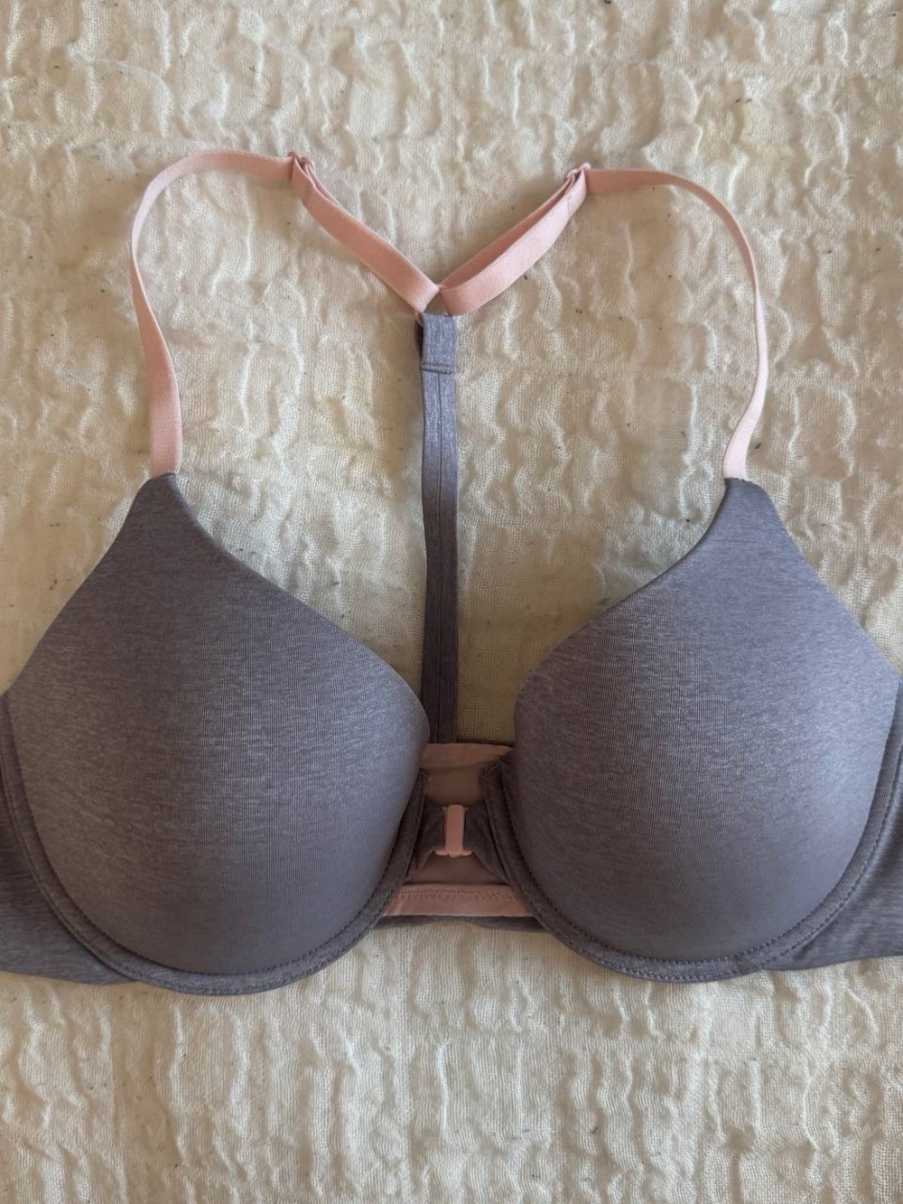 Victoria's Secret Heather Gray and Blush T-Back Lightly Padded Bra